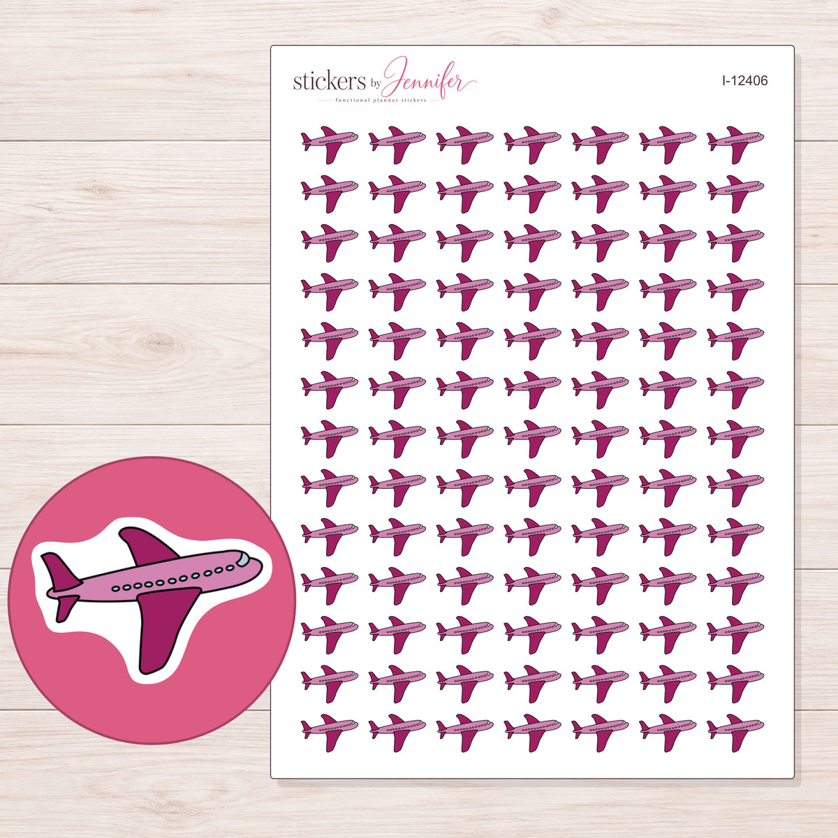 I-12406 planner sticker sheet with enlarged sticker detail