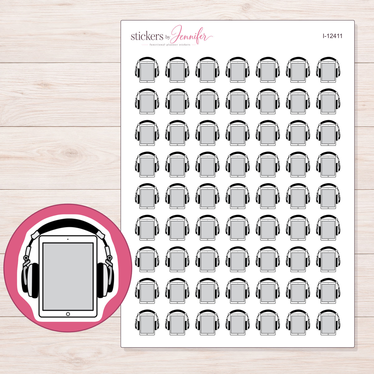 I-12411 planner sticker sheet with enlarged sticker detail