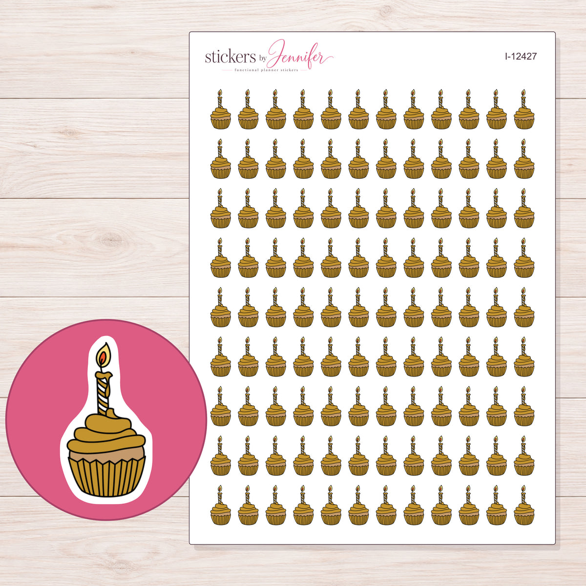 I-12427 planner sticker sheet with enlarged sticker detail