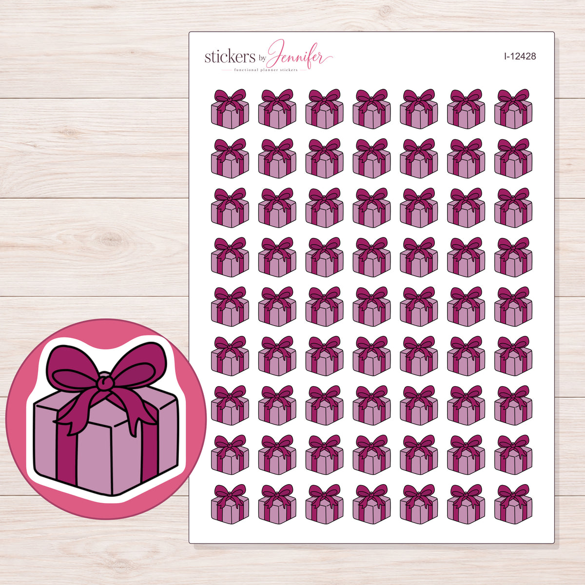 I-12428 planner sticker sheet with enlarged sticker detail