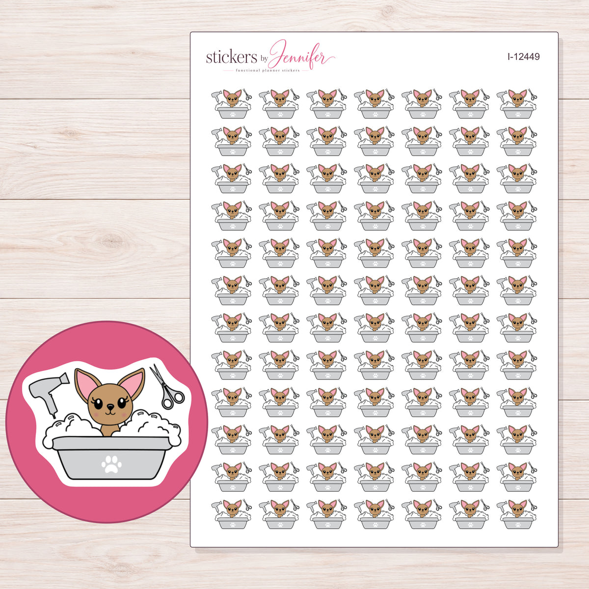 I-12449 planner sticker sheet with enlarged sticker detail