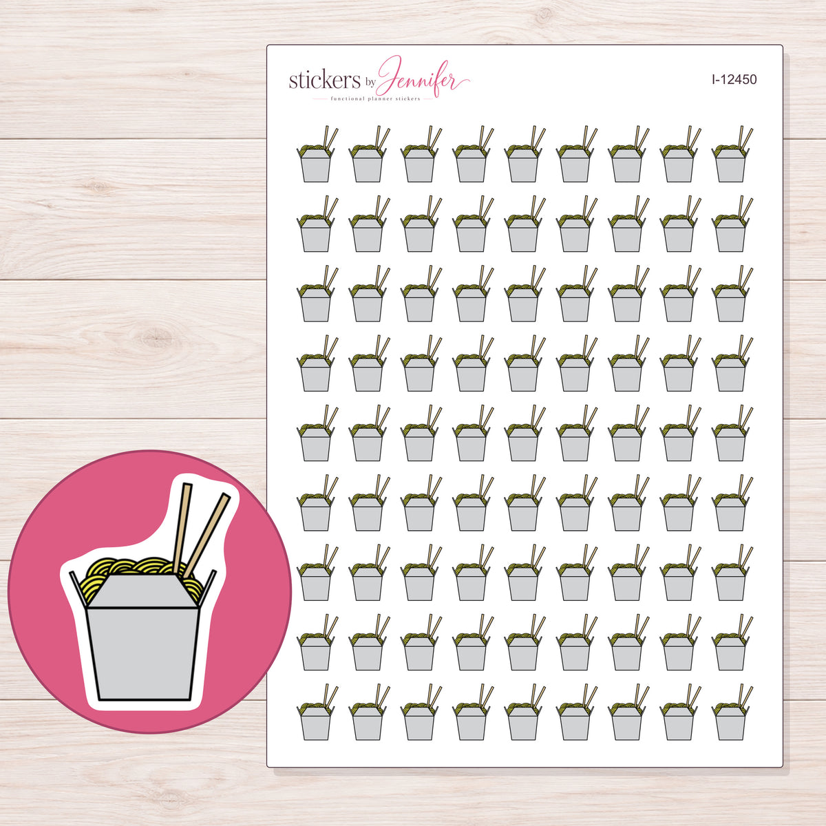 I-12450 planner sticker sheet with enlarged sticker detail