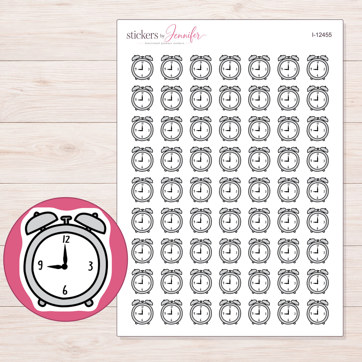 I-12455 planner sticker sheet with enlarged sticker detail