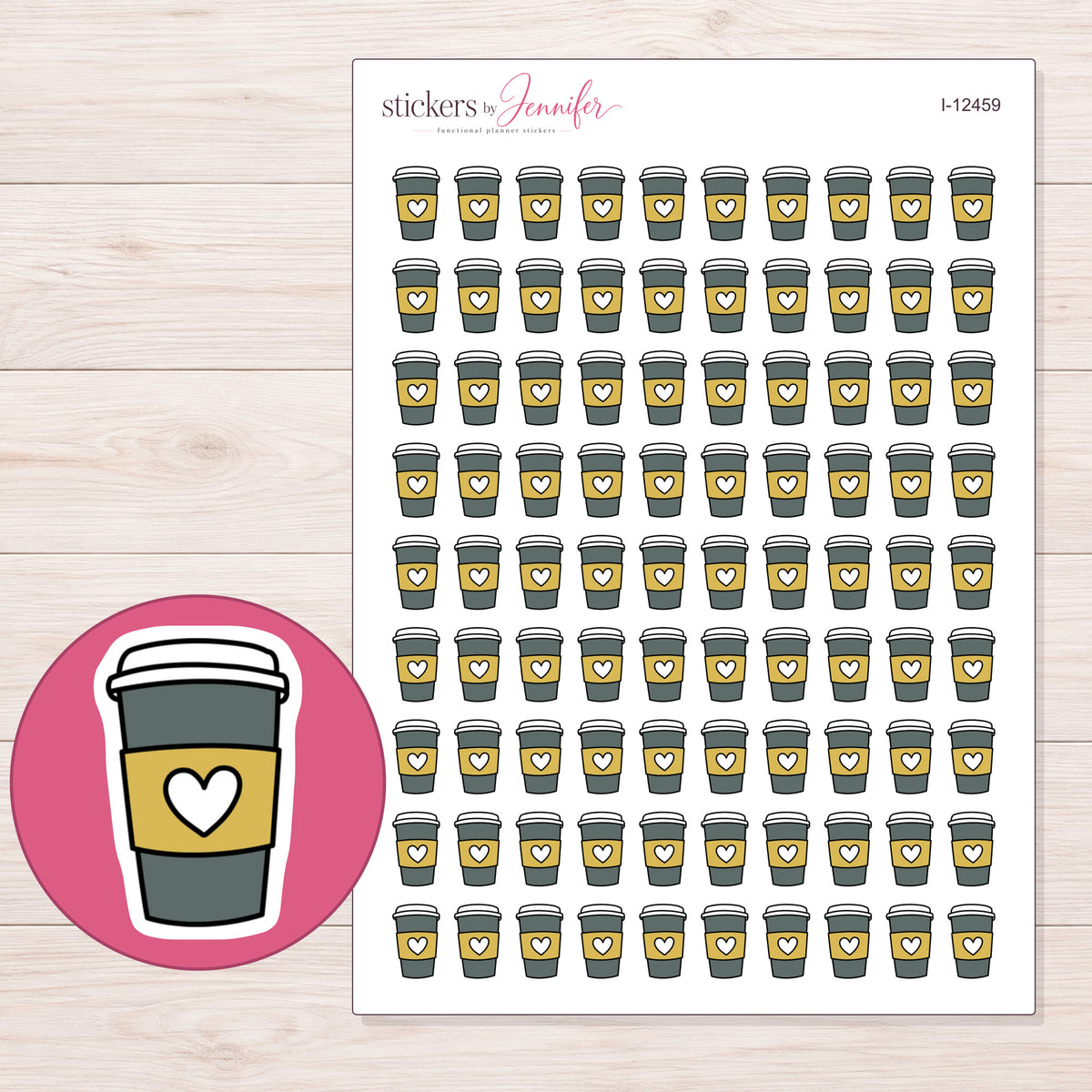 I-12459 planner sticker sheet with enlarged sticker detail