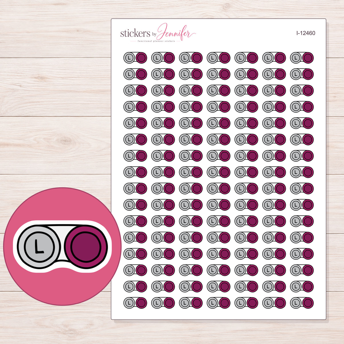 I-12460 planner sticker sheet with enlarged sticker detail