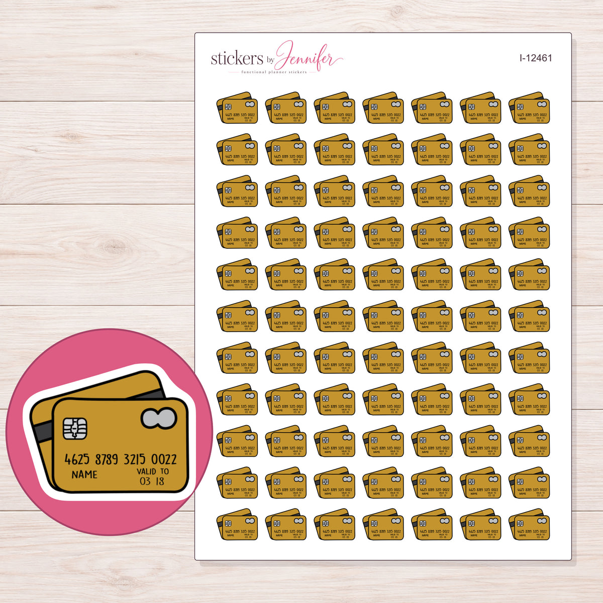 I-12461 planner sticker sheet with enlarged sticker detail