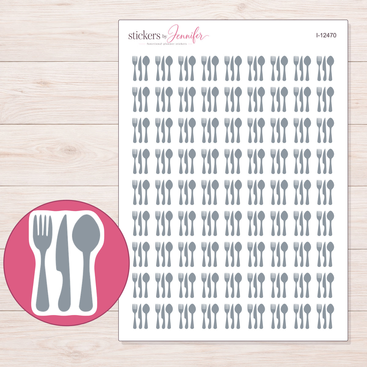 I-12470 planner sticker sheet with enlarged sticker detail