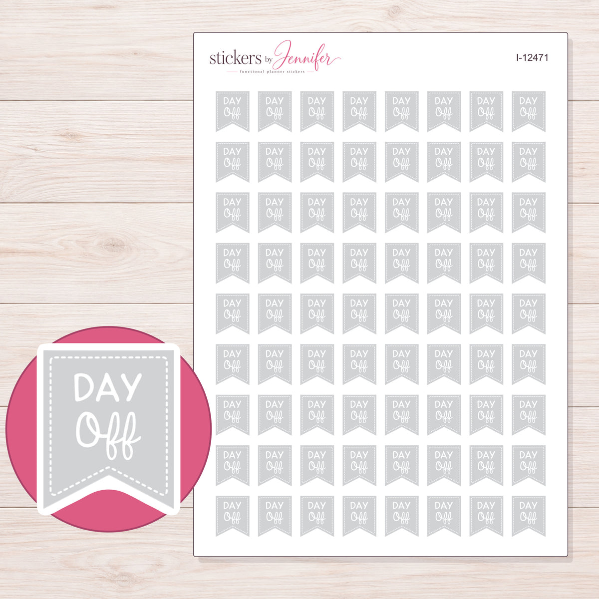 I-12471 planner sticker sheet with enlarged sticker detail