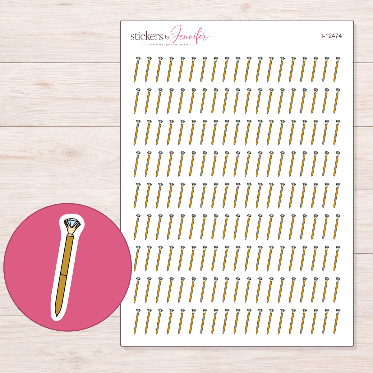 I-12474 planner sticker sheet with enlarged sticker detail
