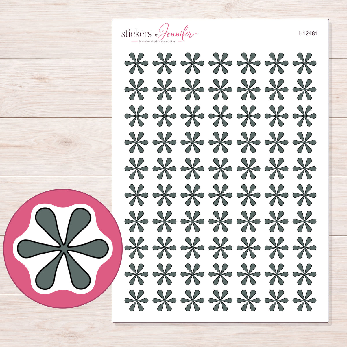 I-12481 planner sticker sheet with enlarged sticker detail
