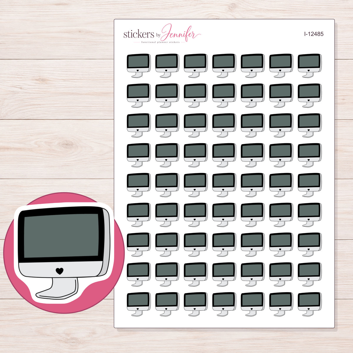 I-12485 planner sticker sheet with enlarged sticker detail