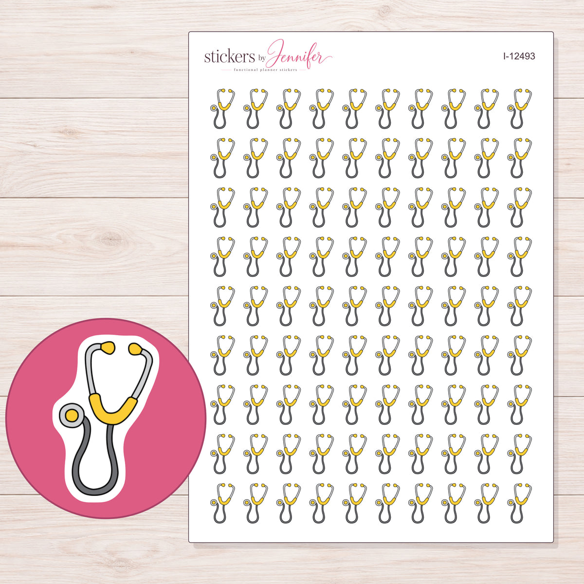 I-12493 planner sticker sheet with enlarged sticker detail