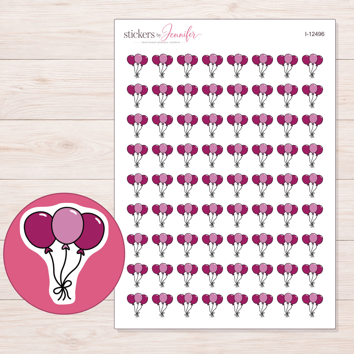 I-12496 planner sticker sheet with enlarged sticker detail