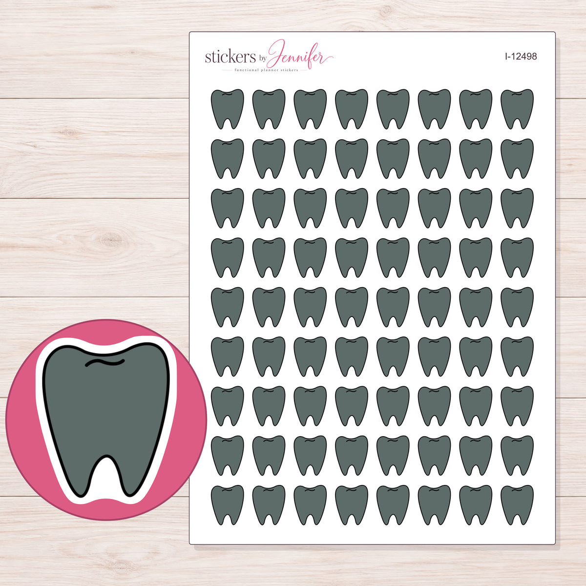 I-12498 planner sticker sheet with enlarged sticker detail