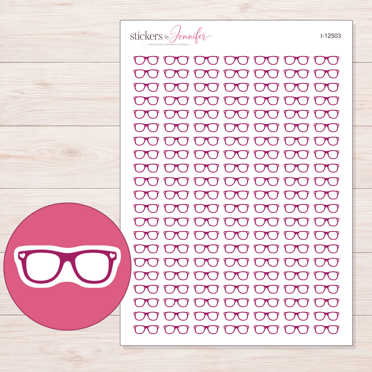 I-12503 planner sticker sheet with enlarged sticker detail