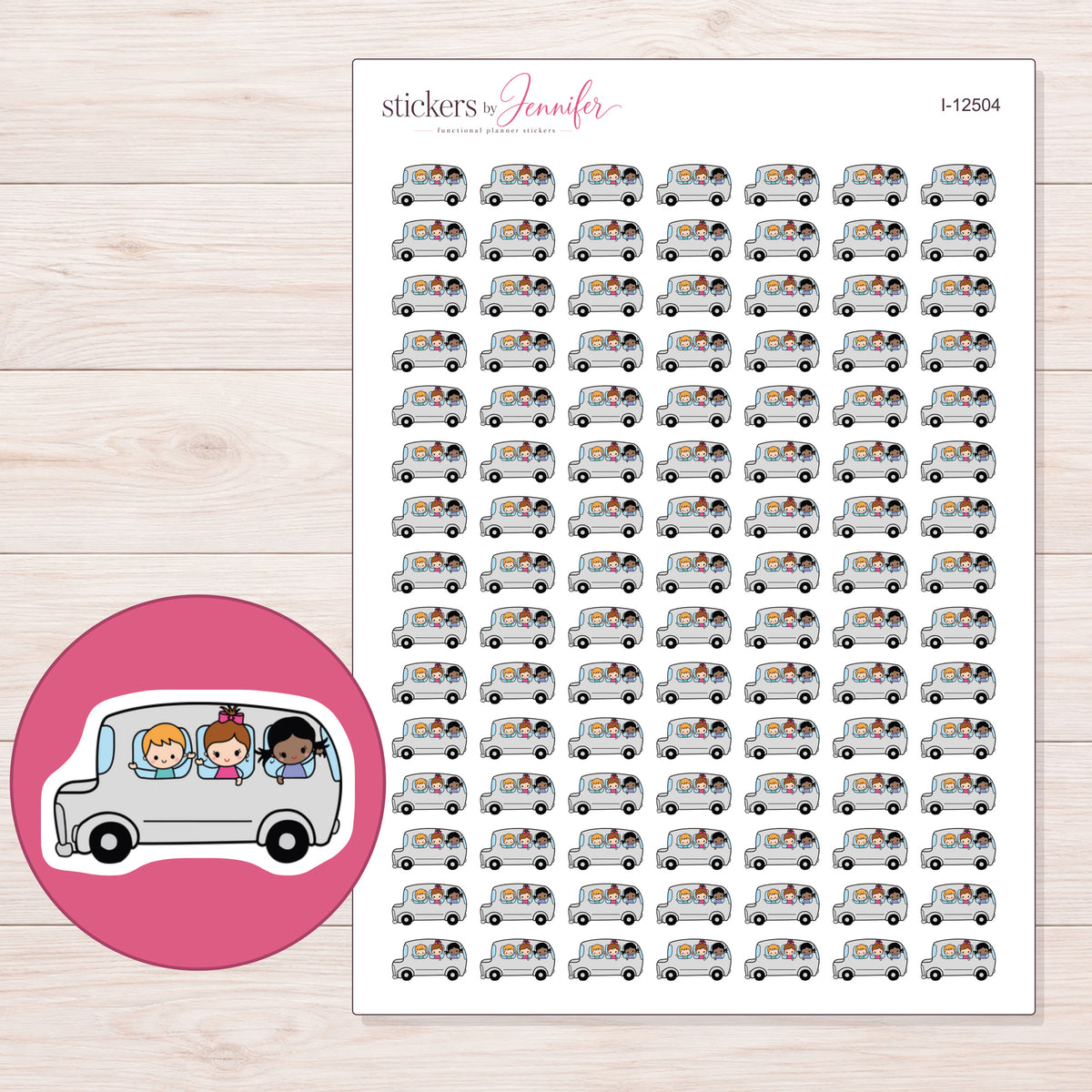 I-12504 planner sticker sheet with enlarged sticker detail