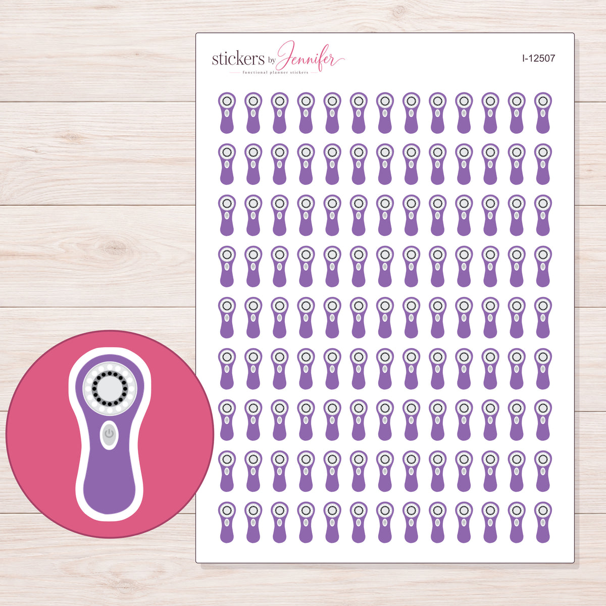 I-12507 planner sticker sheet with enlarged sticker detail
