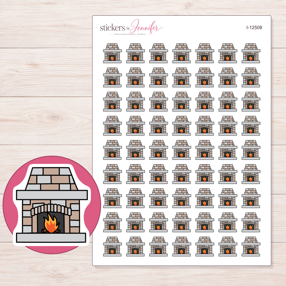 I-12508 planner sticker sheet with enlarged sticker detail