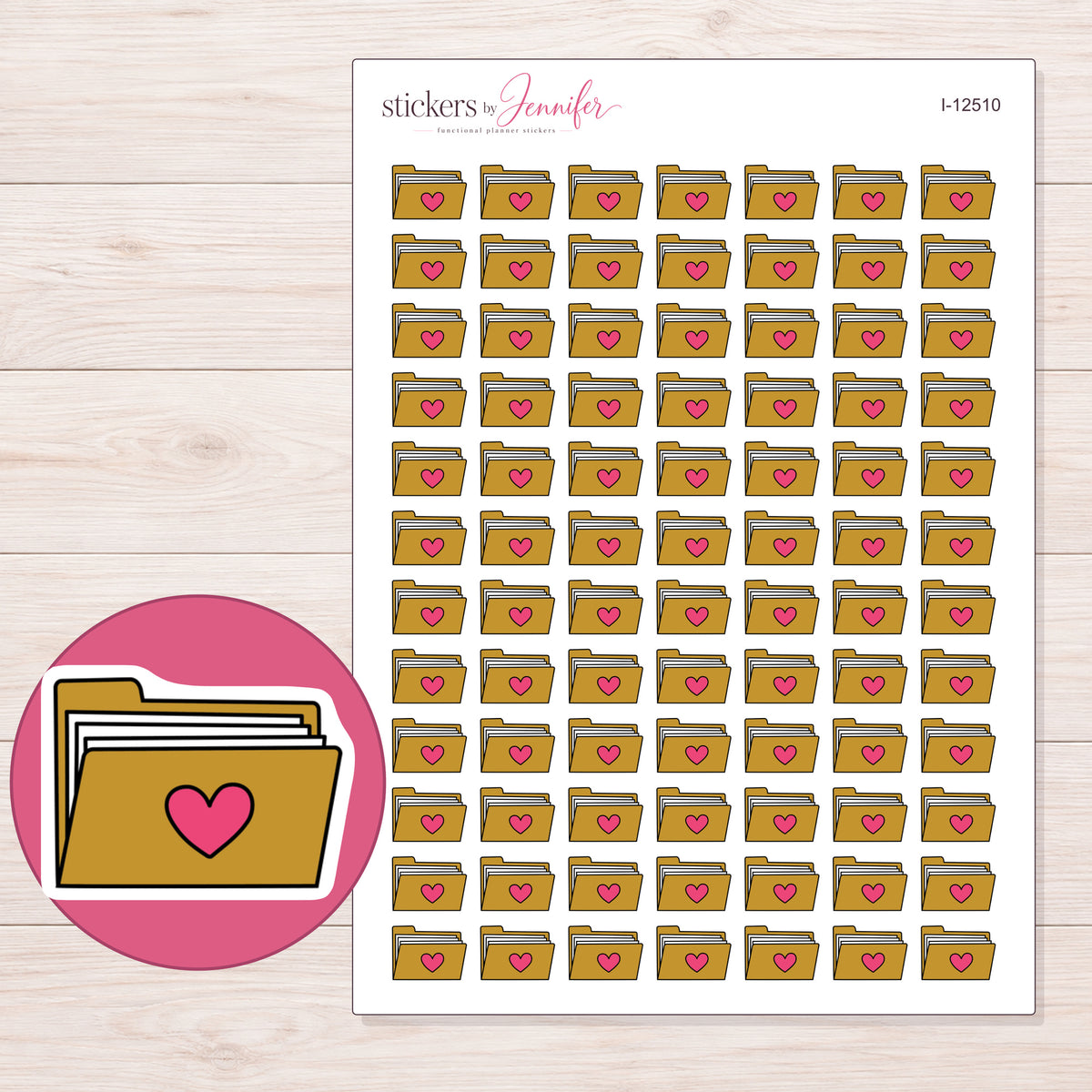 I-12510 planner sticker sheet with enlarged sticker detail