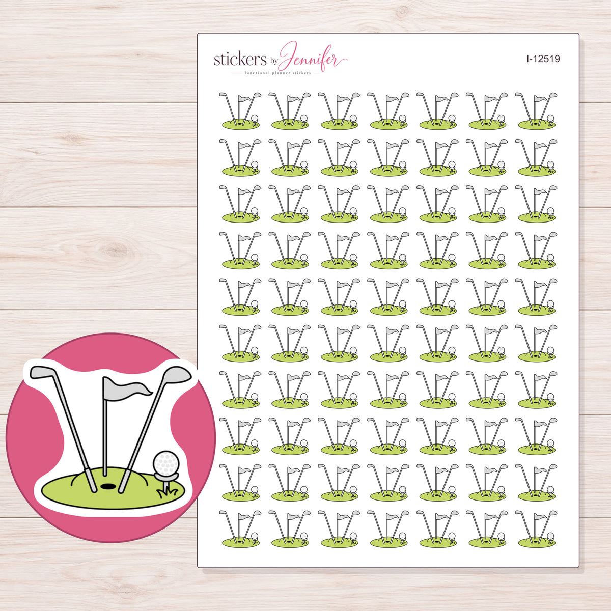 I-12519 planner sticker sheet with enlarged sticker detail