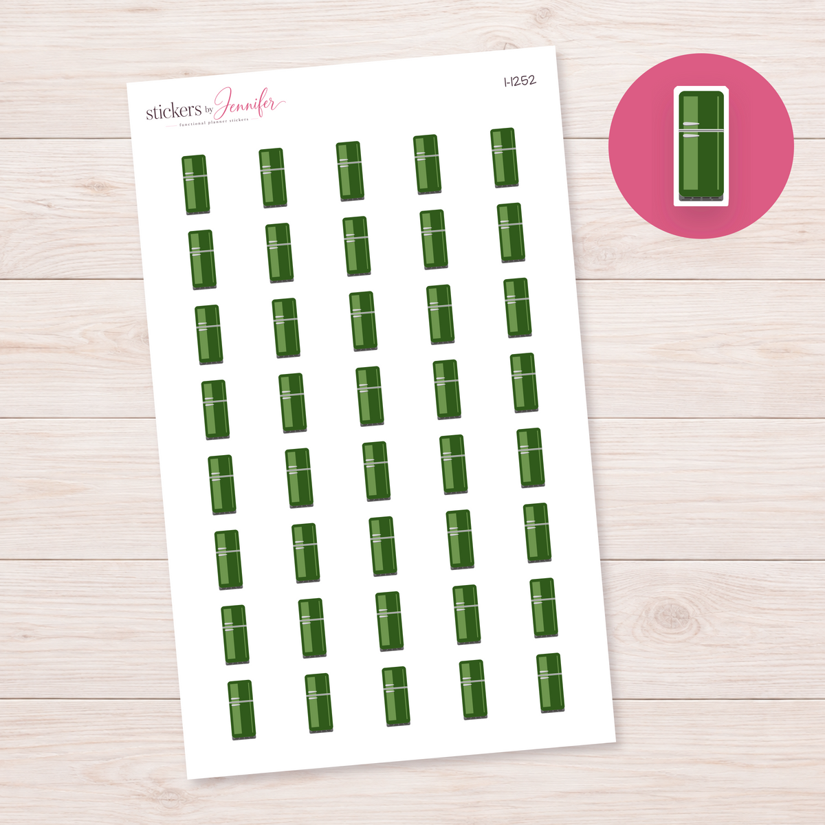 Forest Green Two-Door Fridge Planner Stickers | I-1252