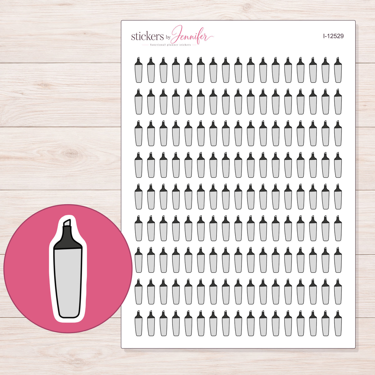 I-12529 planner sticker sheet with enlarged sticker detail