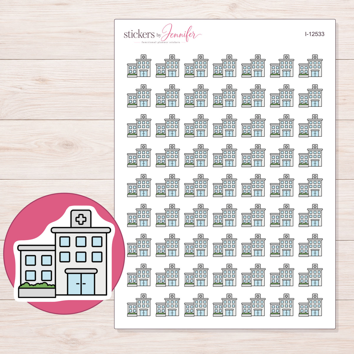 I-12533 planner sticker sheet with enlarged sticker detail