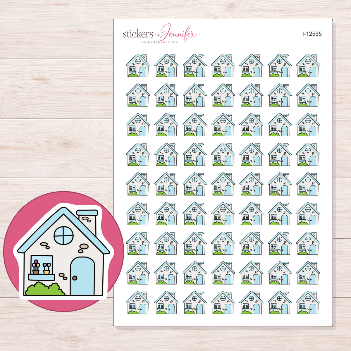 I-12535 planner sticker sheet with enlarged sticker detail