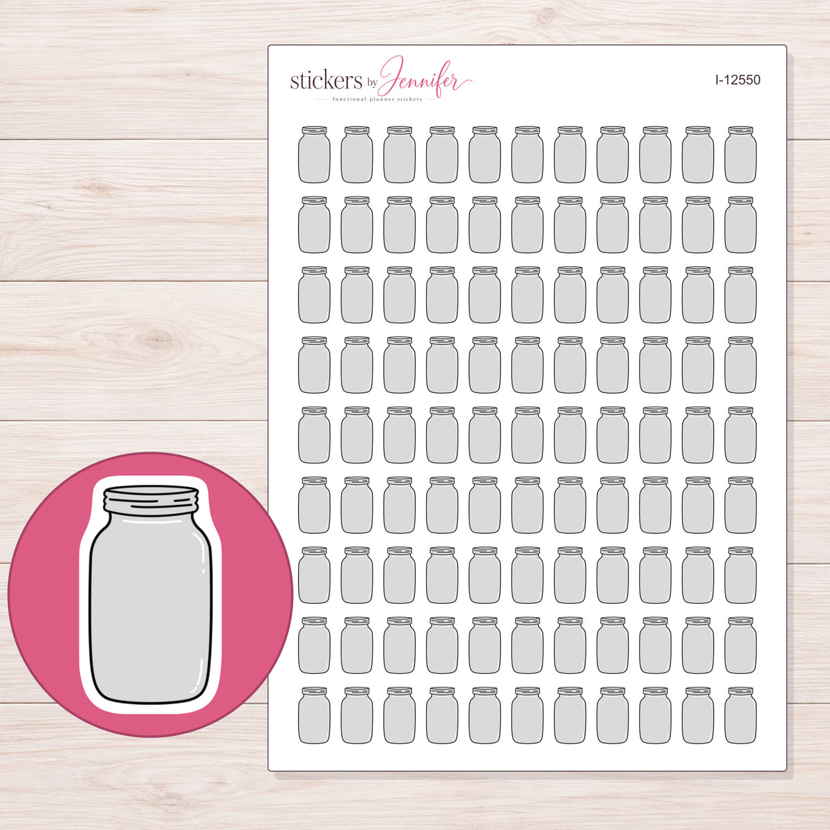 I-12550 planner sticker sheet with enlarged sticker detail