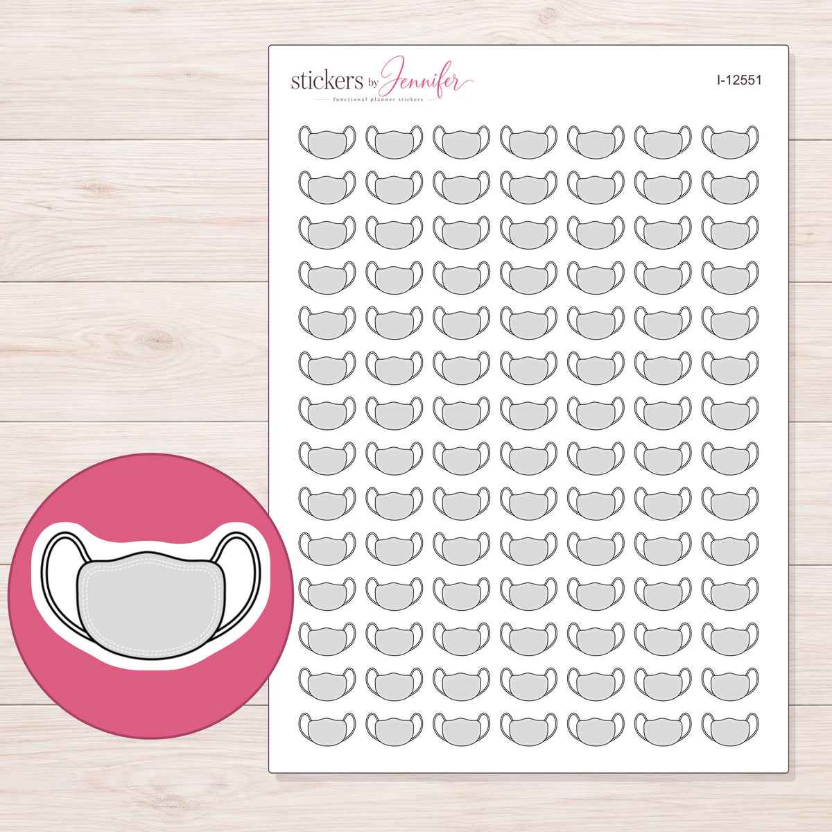 I-12551 planner sticker sheet with enlarged sticker detail