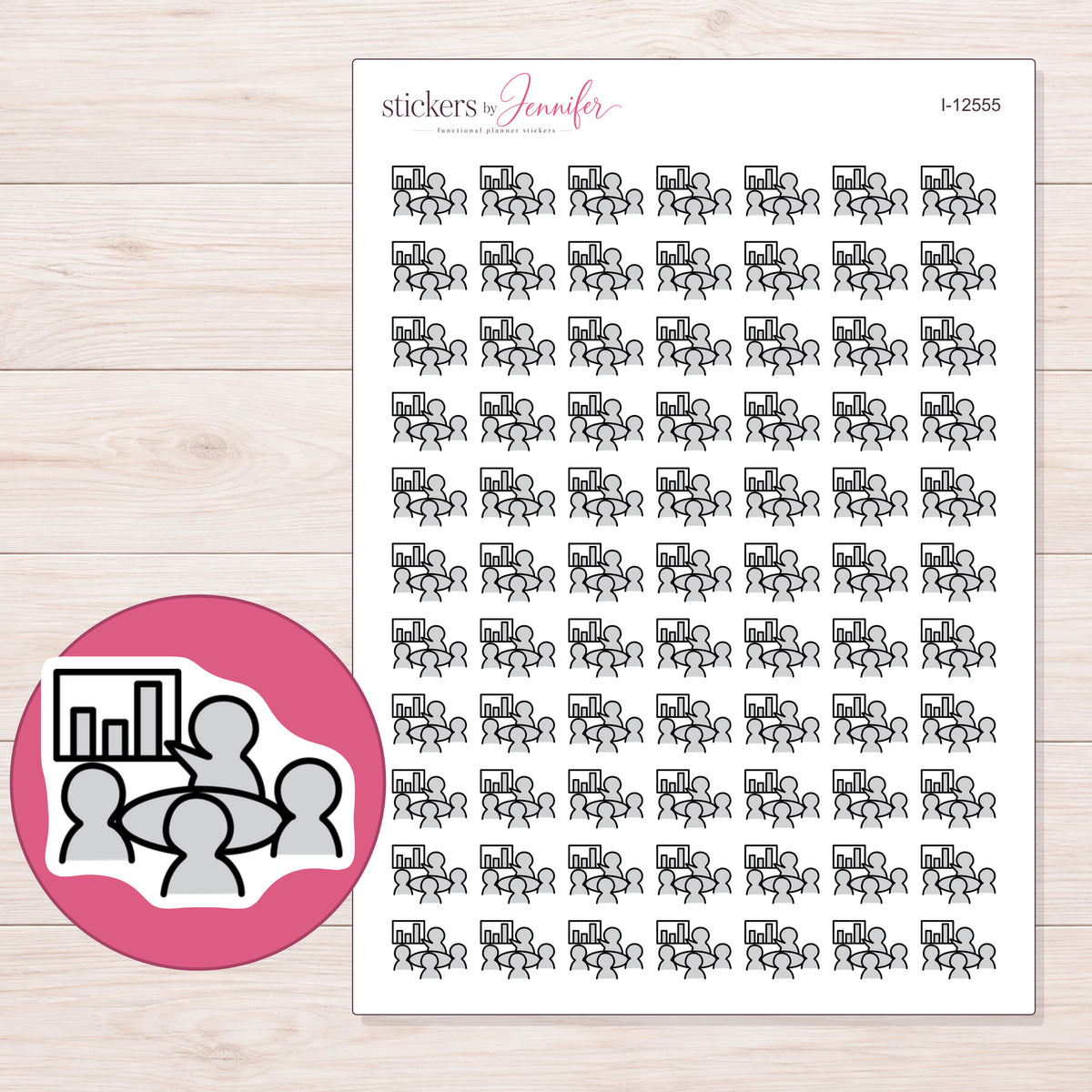 I-12555 planner sticker sheet with enlarged sticker detail