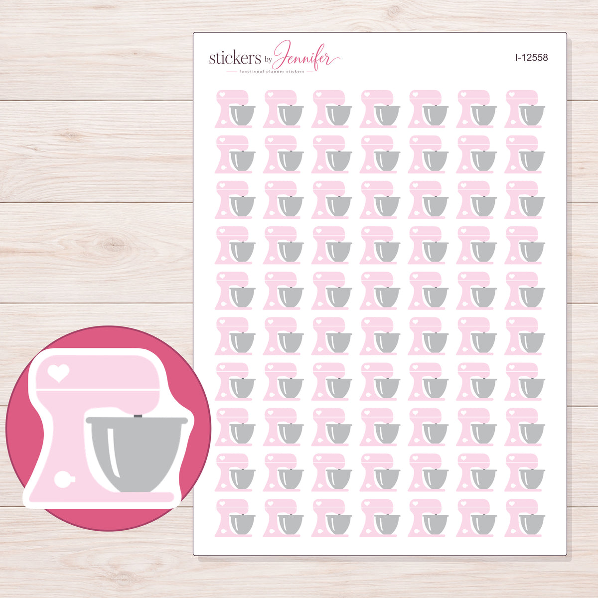 I-12558 planner sticker sheet with enlarged sticker detail