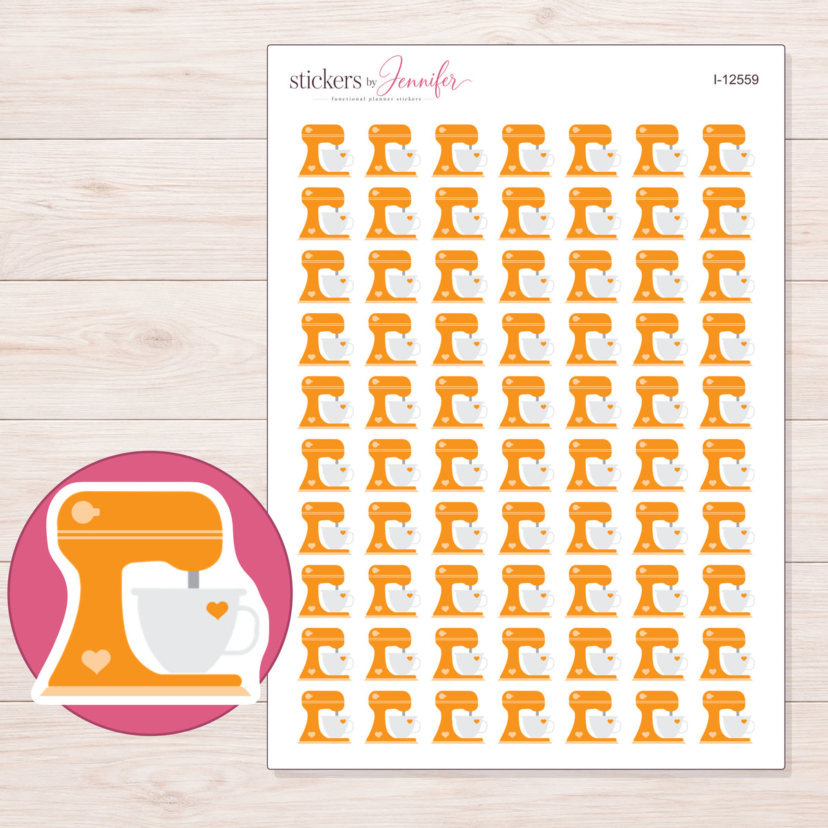 I-12559 planner sticker sheet with enlarged sticker detail