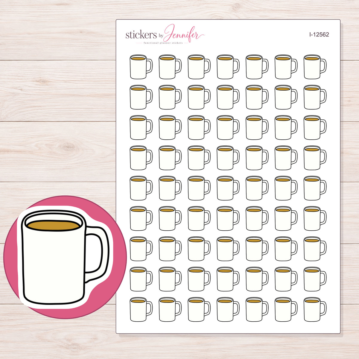 I-12562 planner sticker sheet with enlarged sticker detail