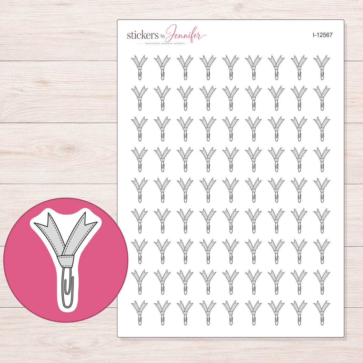 I-12567 planner sticker sheet with enlarged sticker detail