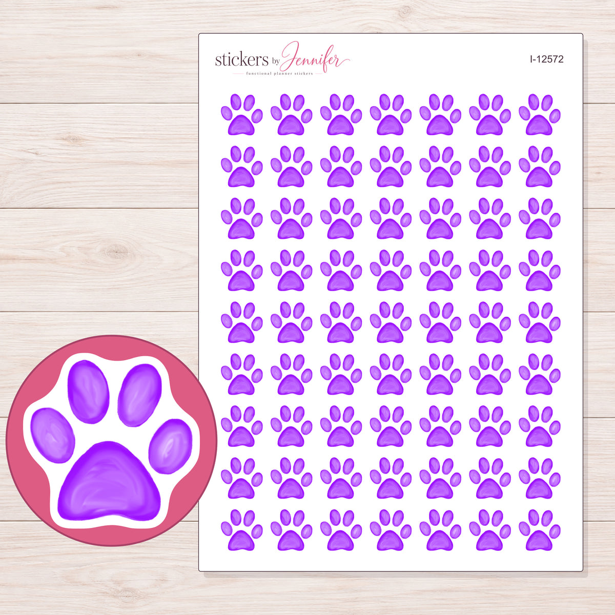 I-12572 planner sticker sheet with enlarged sticker detail
