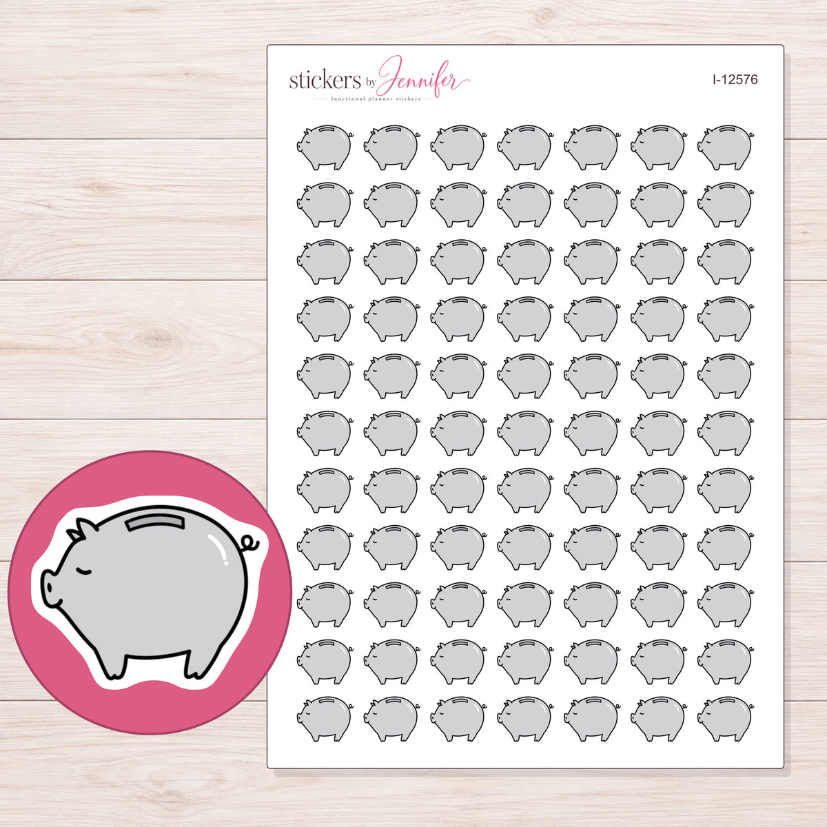 I-12576 planner sticker sheet with enlarged sticker detail