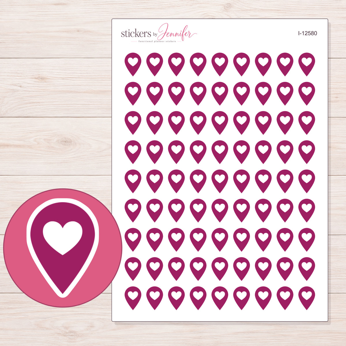 I-12580 planner sticker sheet with enlarged sticker detail