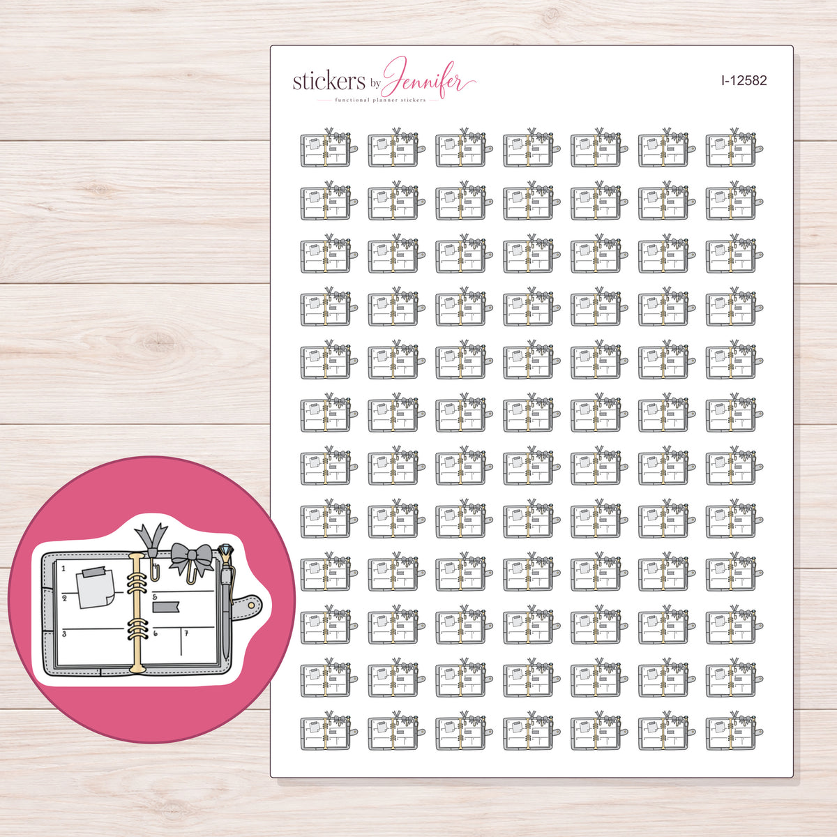 I-12582 planner sticker sheet with enlarged sticker detail