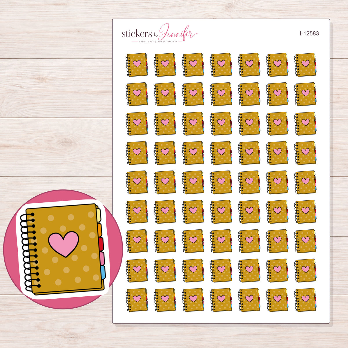 I-12583 planner sticker sheet with enlarged sticker detail