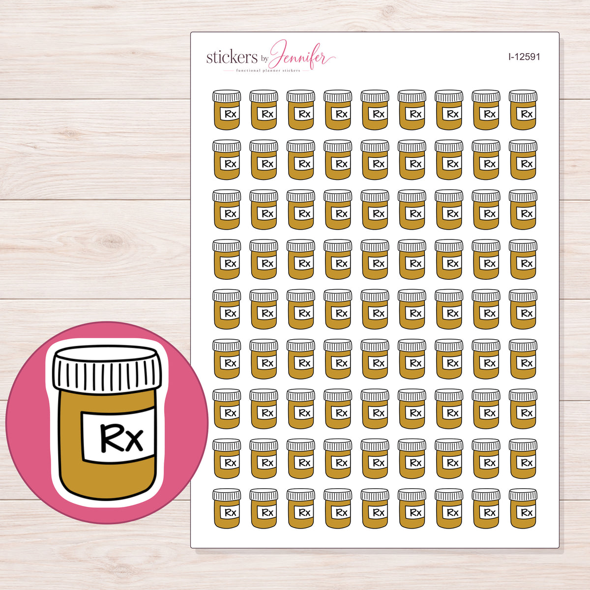 I-12591 planner sticker sheet with enlarged sticker detail