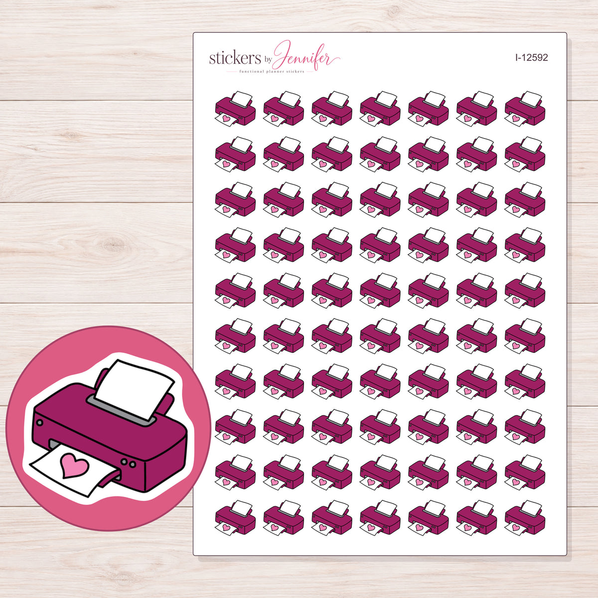 I-12592 planner sticker sheet with enlarged sticker detail