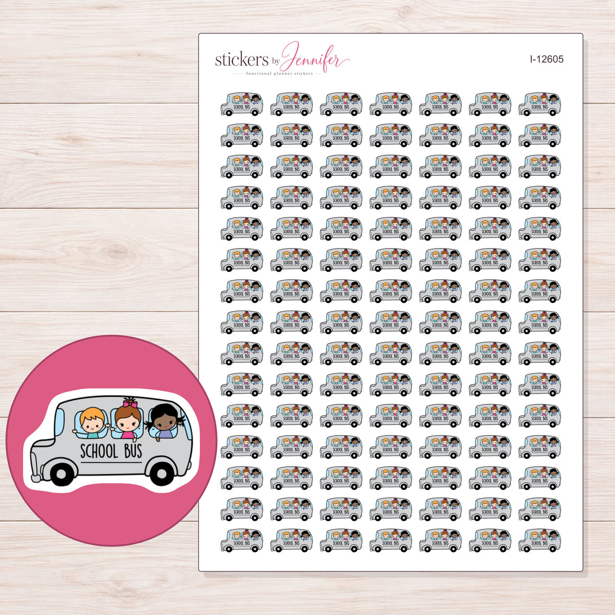 I-12605 planner sticker sheet with enlarged sticker detail