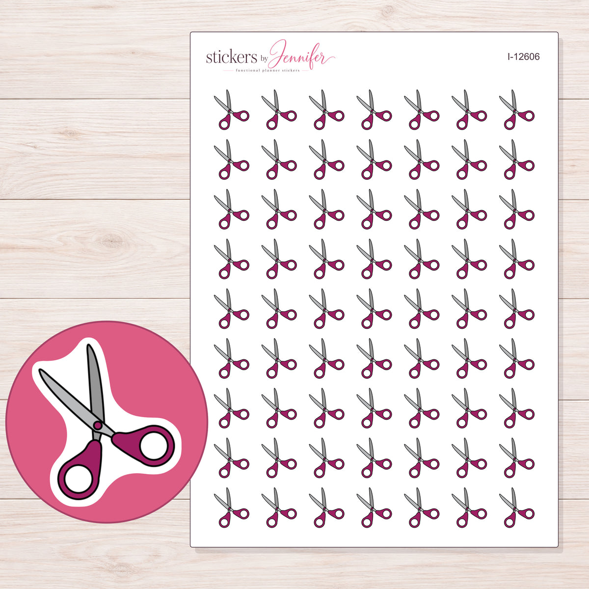 I-12606 planner sticker sheet with enlarged sticker detail