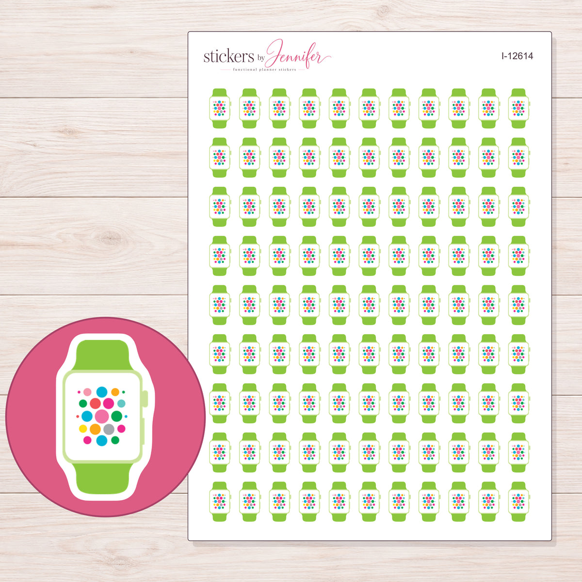 I-12614 planner sticker sheet with enlarged sticker detail