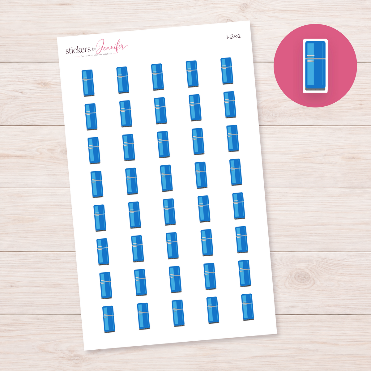Blue Two-Door Fridge Planner Stickers | I-1262