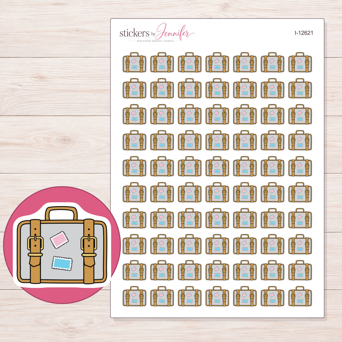 I-12621 planner sticker sheet with enlarged sticker detail