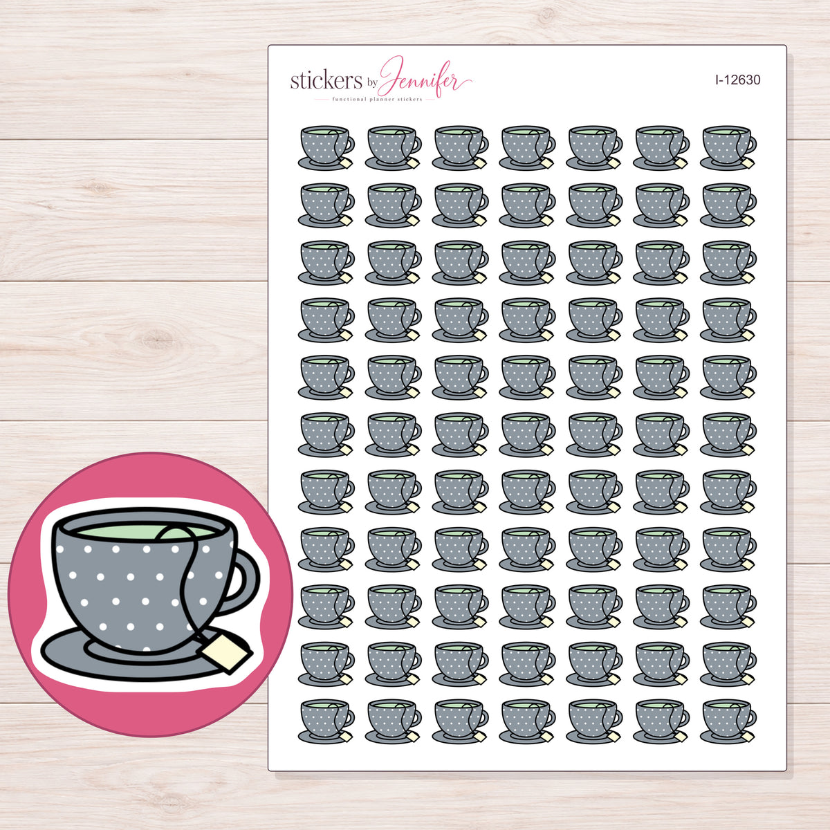 I-12630 planner sticker sheet with enlarged sticker detail
