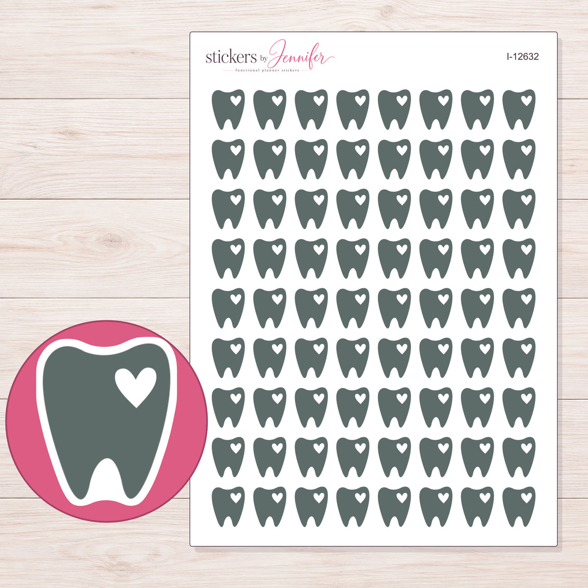 I-12632 planner sticker sheet with enlarged sticker detail