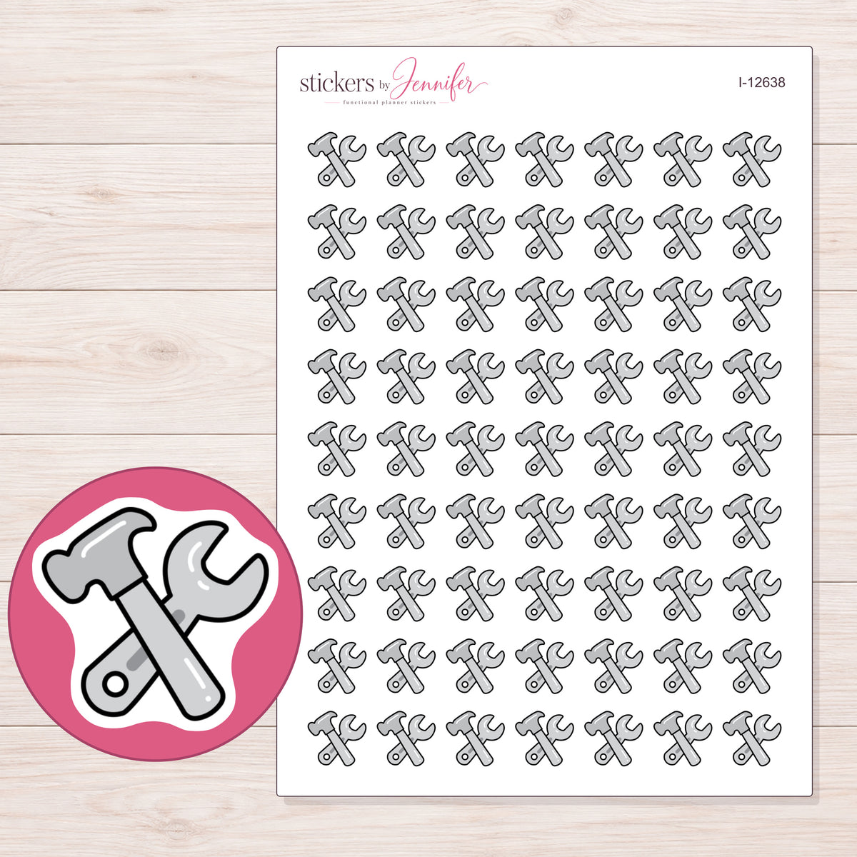 I-12638 planner sticker sheet with enlarged sticker detail